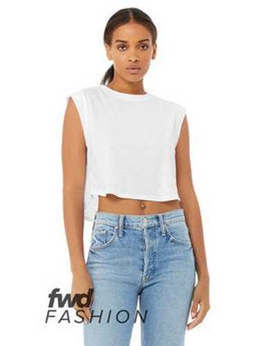 Bella + Canvas 8483B Fwd Fashion Ladies&#39; Festival Cropped Tank - Solid White Triblend - HIT a Double