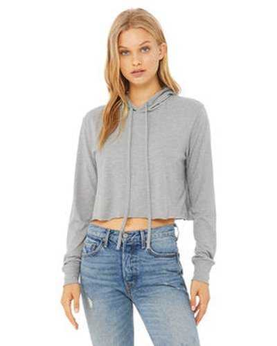 Bella + Canvas 8512 Ladies&#39; Cropped Long Sleeve Hoodie T-Shirt - Athletic Gray Triblend - HIT a Double