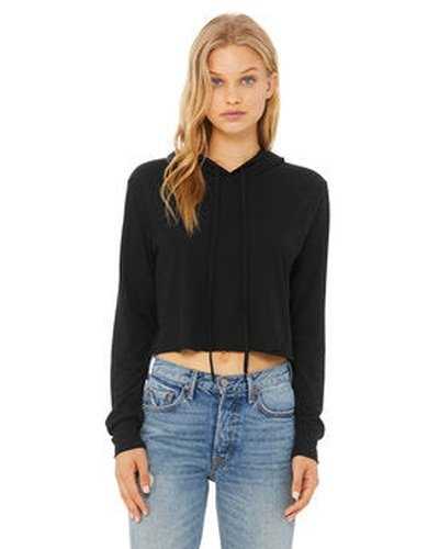 Bella + Canvas 8512 Ladies' Cropped Long Sleeve Hoodie T-Shirt - Solid Black Triblend - HIT a Double