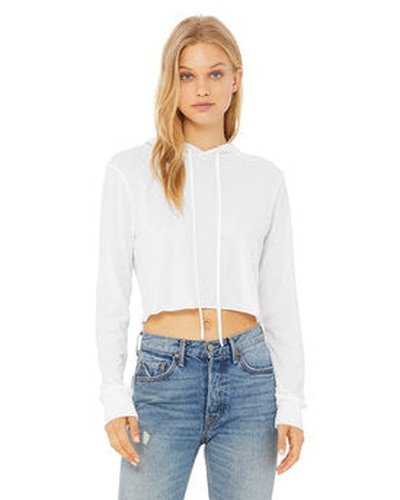 Bella + Canvas 8512 Ladies&#39; Cropped Long Sleeve Hoodie T-Shirt - Solid White Triblend - HIT a Double
