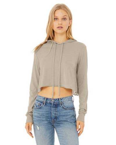 Bella + Canvas 8512 Ladies&#39; Cropped Long Sleeve Hoodie T-Shirt - Tan Triblend - HIT a Double