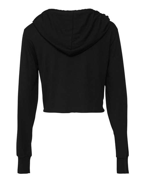Bella + Canvas 8512 Womens Triblend Cropped Long Sleeve Hoodie - Solid Black Triblend - HIT a Double