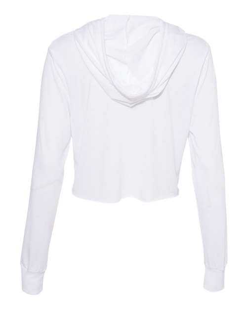 Bella + Canvas 8512 Womens Triblend Cropped Long Sleeve Hoodie - Solid White Triblend - HIT a Double