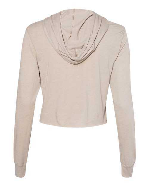 Bella + Canvas 8512 Womens Triblend Cropped Long Sleeve Hoodie - Tan Triblend - HIT a Double