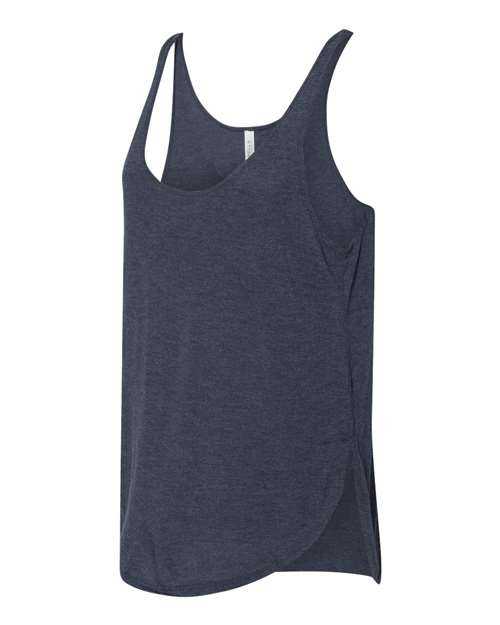 Bella + Canvas 8802 Women&#39;s Flowy Tank with Side Slit - Heather Navy - HIT a Double