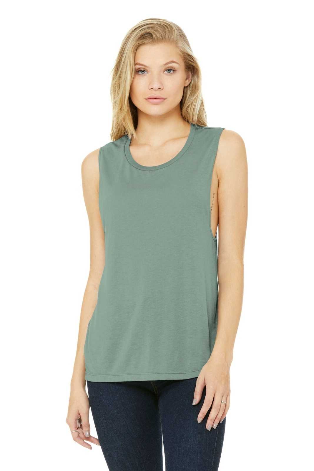 Bella Canvas 8803 Women s Flowy Scoop Muscle Tank Dusty Blue