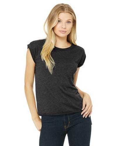 Bella + Canvas 8804 Ladies' Flowy Muscle T-Shirt with Rolled Cuff - Dark Gray Heather - HIT a Double