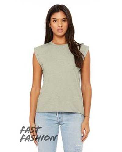 Bella + Canvas 8804 Ladies' Flowy Muscle T-Shirt with Rolled Cuff - Heather Stone - HIT a Double