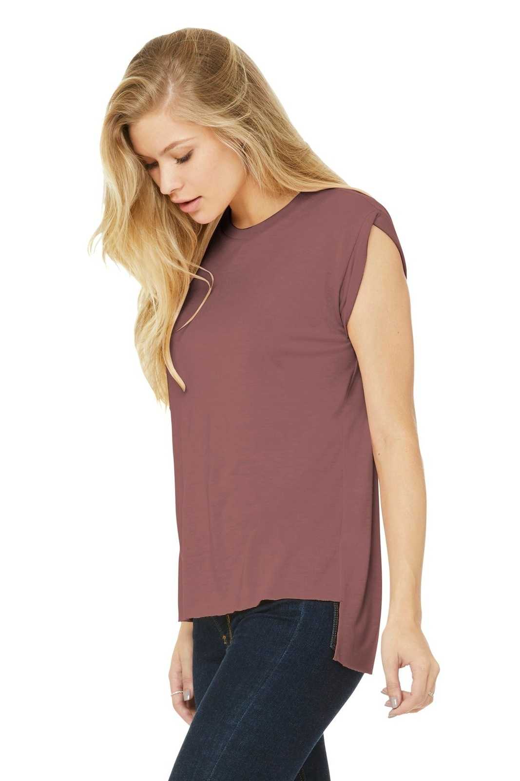 Bella + Canvas 8804 Women&#39;s Flowy Muscle Tee with Rolled Cuffs - Mauve - HIT a Double