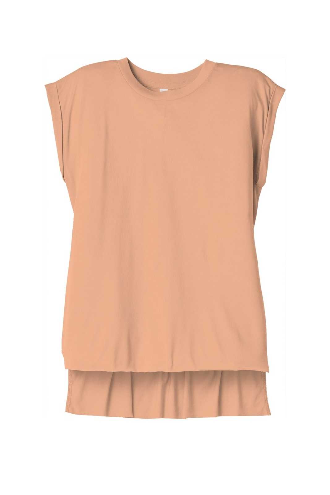 Bella + Canvas 8804 Women&#39;s Flowy Muscle Tee with Rolled Cuffs - Peach - HIT a Double