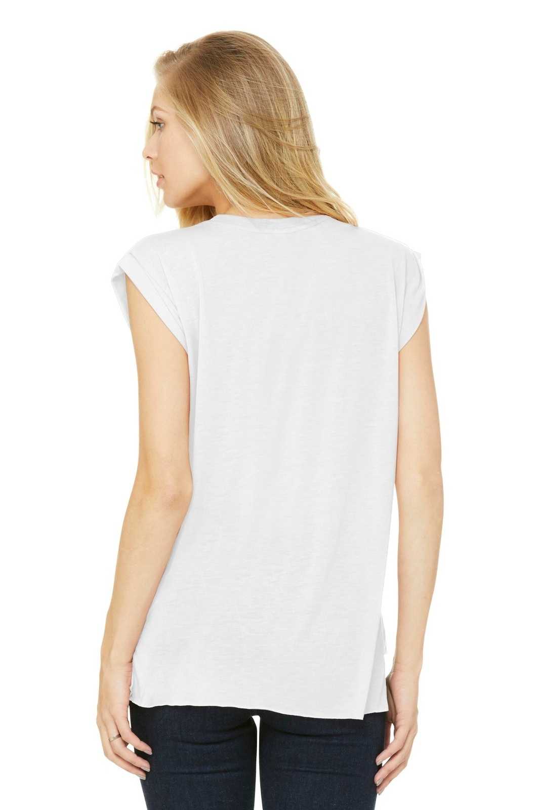 Bella + Canvas 8804 Women&#39;s Flowy Muscle Tee with Rolled Cuffs - White - HIT a Double