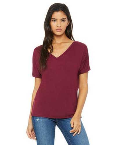 Bella + Canvas 8815 Ladies' Slouchy V-Neck T-Shirt - Maroon - HIT a Double