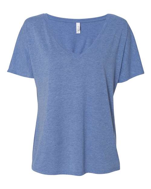 Bella + Canvas 8815 Womens Slouchy V-Neck Tee - Blue Triblend - HIT a Double