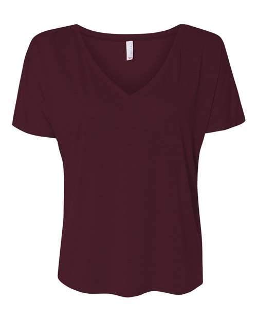Bella + Canvas 8815 Womens Slouchy V-Neck Tee - Maroon - HIT a Double