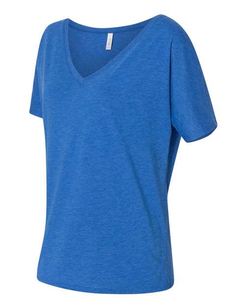 Bella + Canvas 8815 Womens Slouchy V-Neck Tee - True Royal Triblend - HIT a Double
