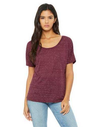 Bella + Canvas 8816 Ladies&#39; Slouchy Scoop-Neck T-Shirt - Maroon Marble - HIT a Double