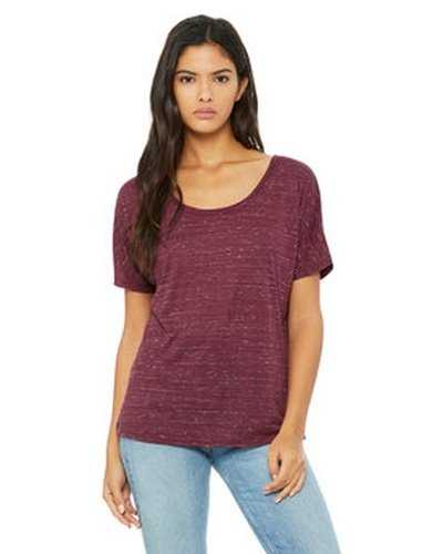 Bella + Canvas 8816 Ladies' Slouchy Scoop-Neck T-Shirt - Maroon Marble - HIT a Double