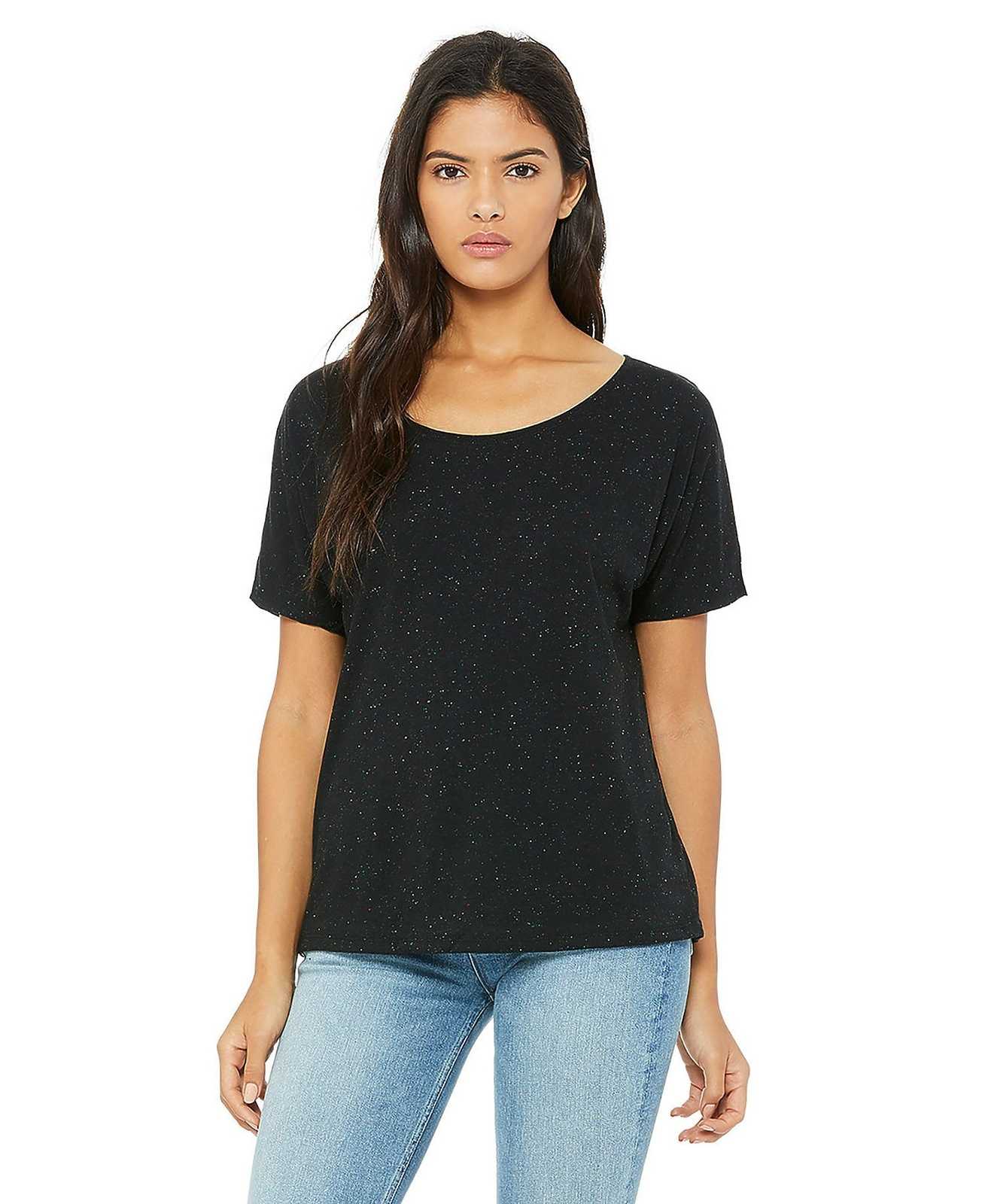 Bella + Canvas 8816 Women's Slouchy Tee - Black Speckled - HIT a Double