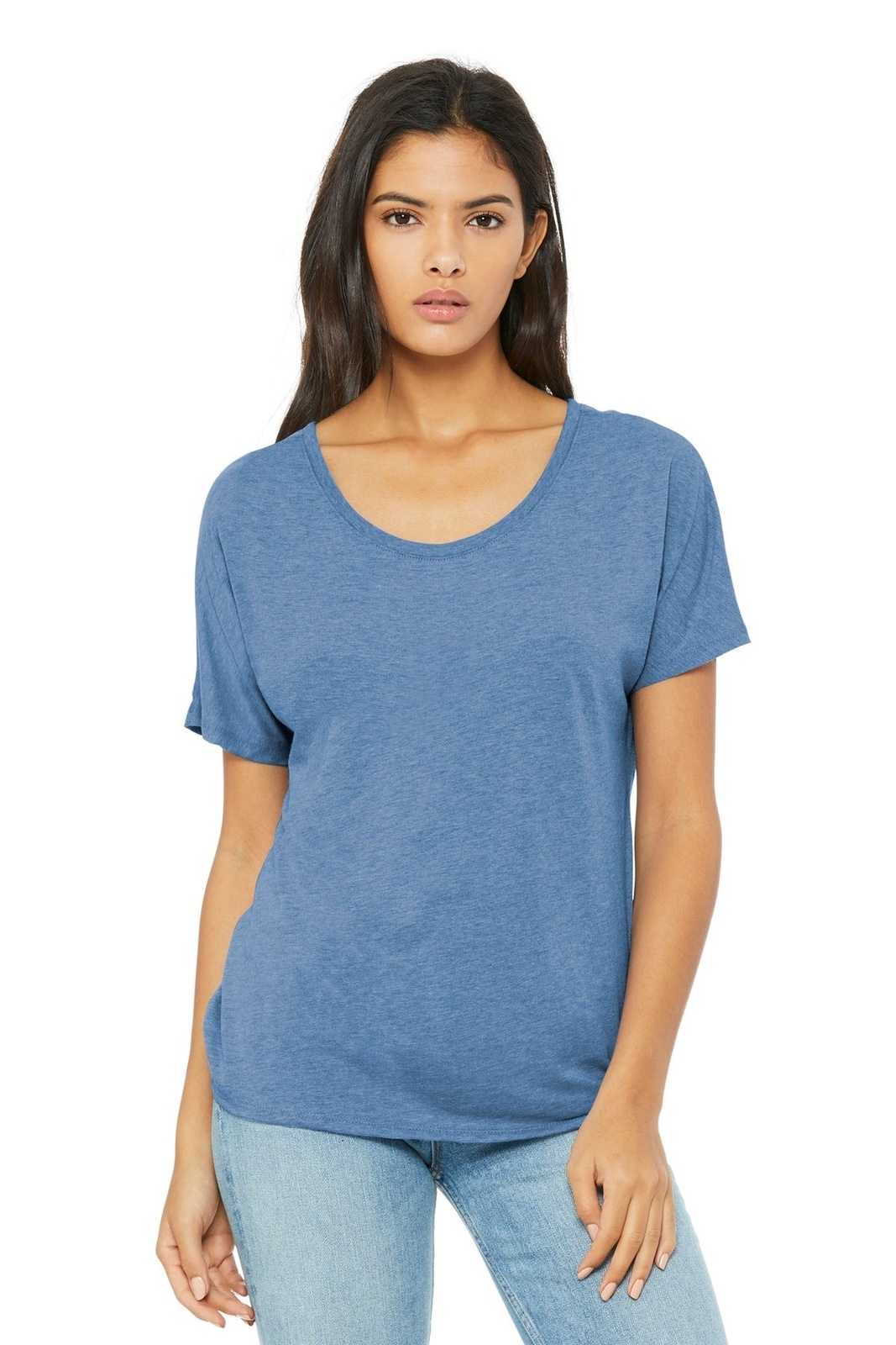 Bella + Canvas 8816 Women's Slouchy Tee - Blue Triblend - HIT a Double