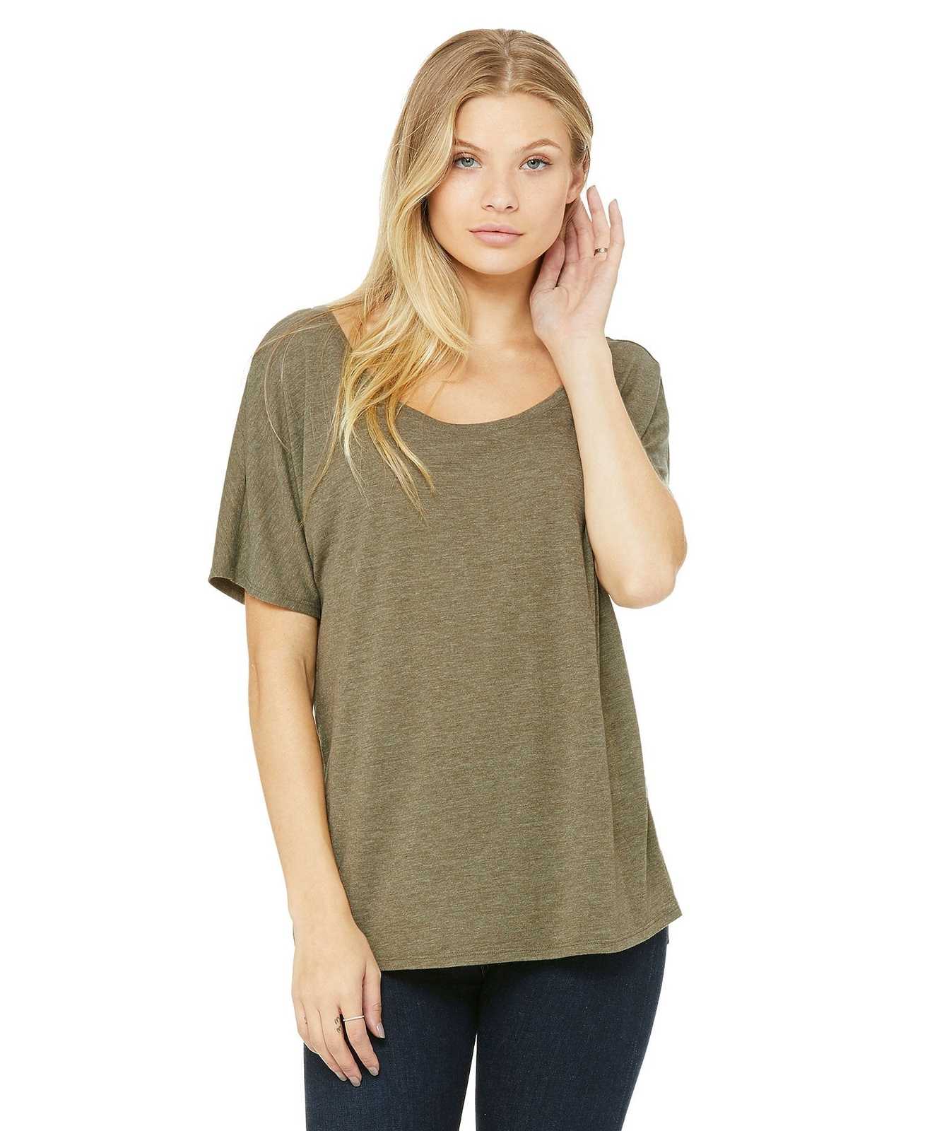Bella + Canvas 8816 Women's Slouchy Tee - Heather Olive - HIT a Double