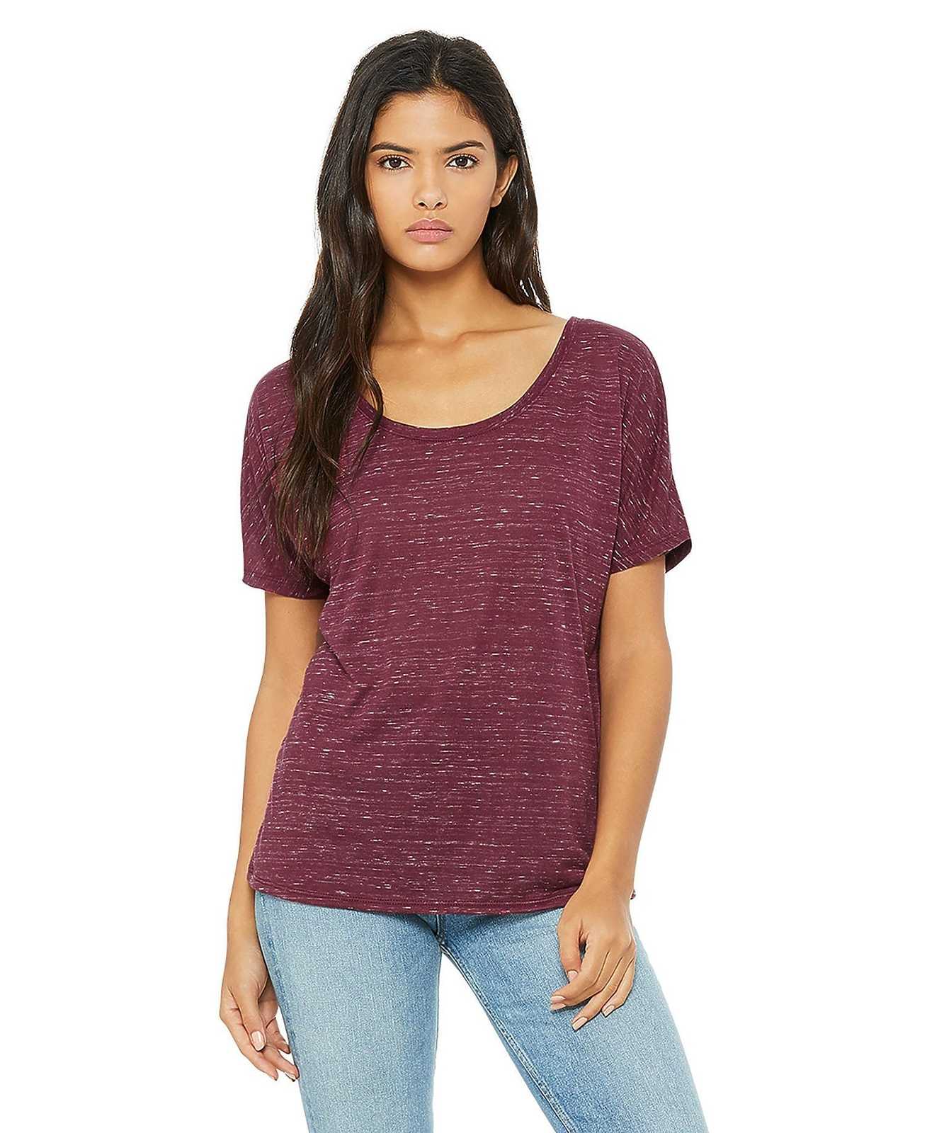 Bella + Canvas 8816 Women's Slouchy Tee - Maroon Marble - HIT a Double