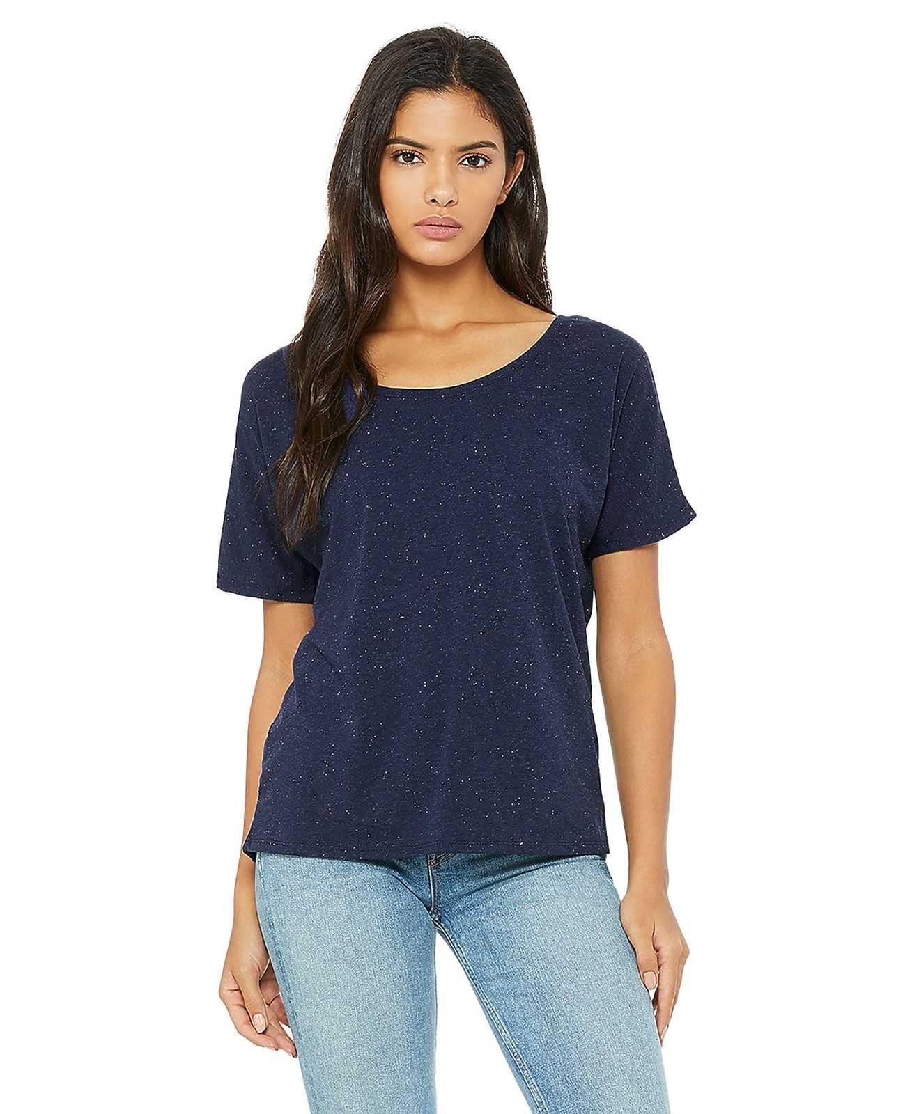 Bella + Canvas 8816 Women's Slouchy Tee - Navy Speckled - HIT a Double