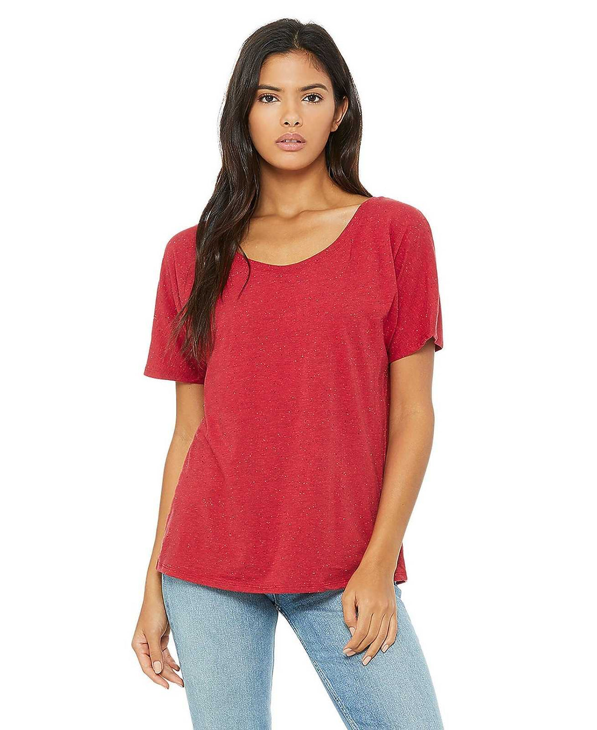 Bella + Canvas 8816 Women&#39;s Slouchy Tee - Red Speckled - HIT a Double