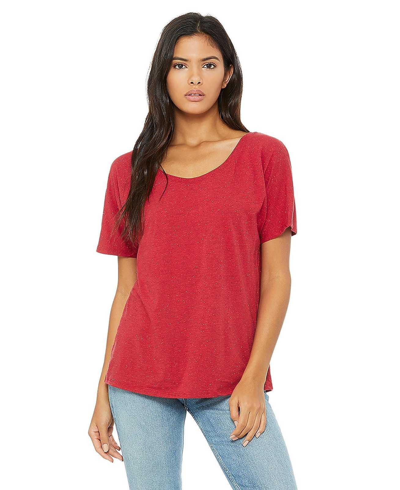 Bella + Canvas 8816 Women's Slouchy Tee - Red Speckled - HIT a Double