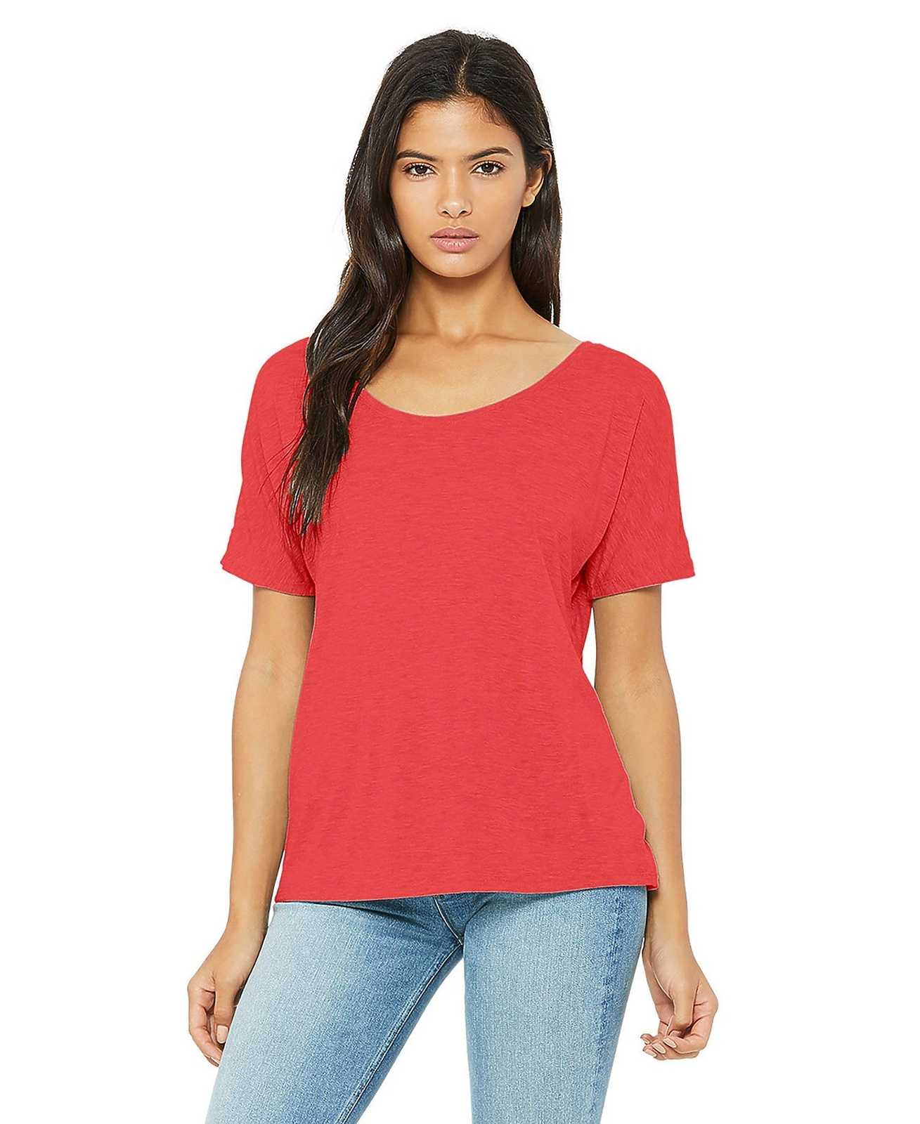 Bella + Canvas 8816 Women's Slouchy Tee - Red Triblend - HIT a Double