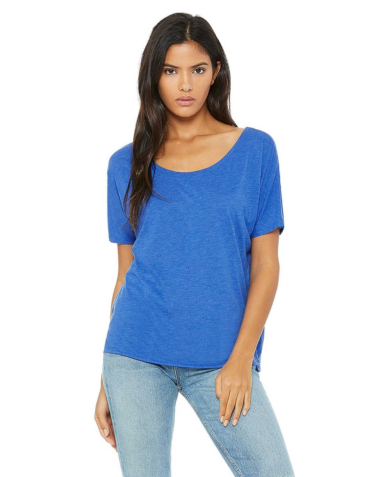 Bella + Canvas 8816 Women's Slouchy Tee - True Royal Triblend - HIT a Double