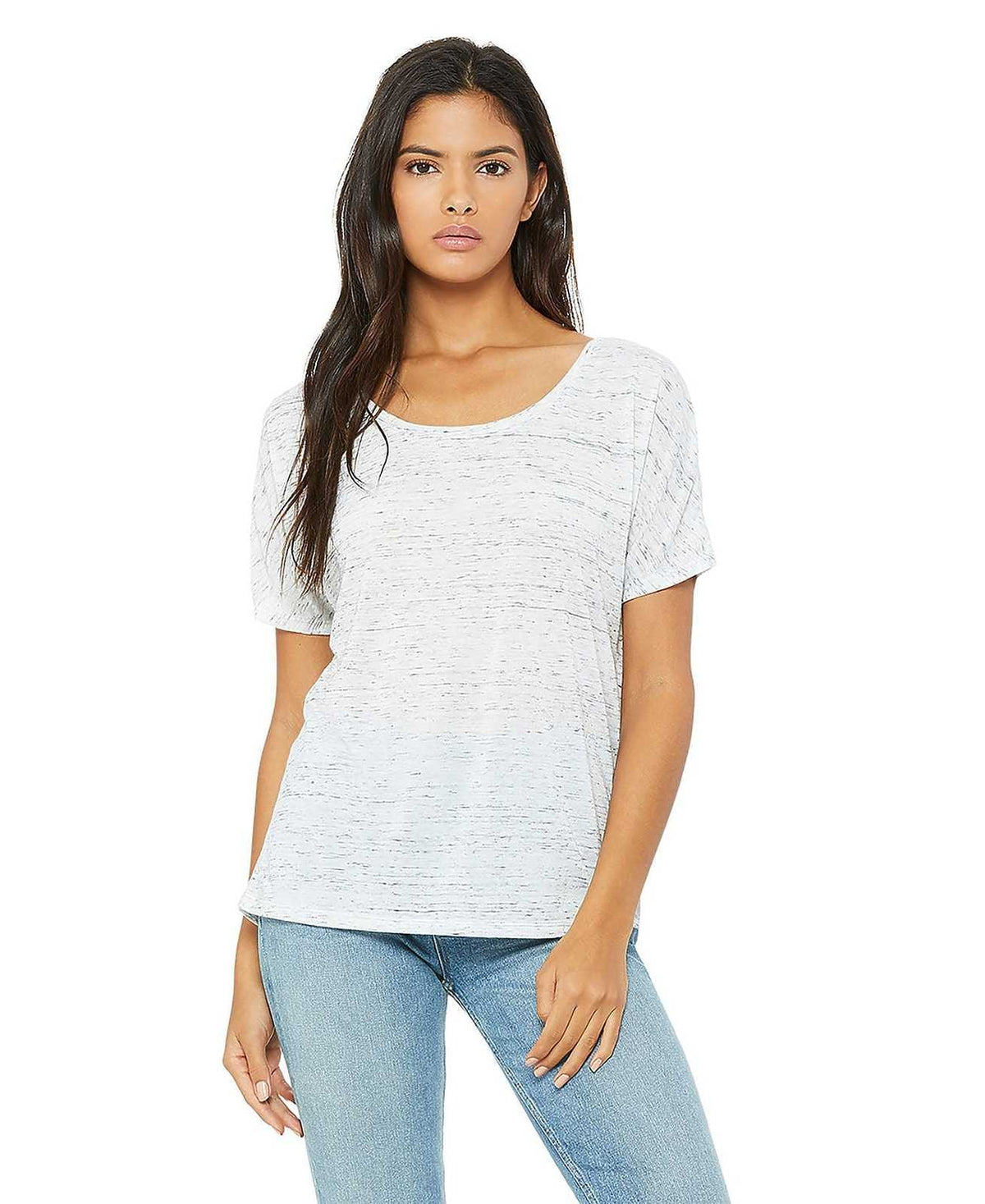 Bella + Canvas 8816 Women&#39;s Slouchy Tee - White Marble - HIT a Double