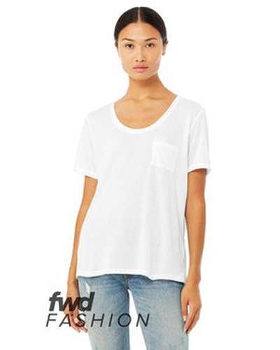 Bella + Canvas 8818B Fwd Fashion Ladies&#39; Flowy Pocket T-Shirt - White - HIT a Double