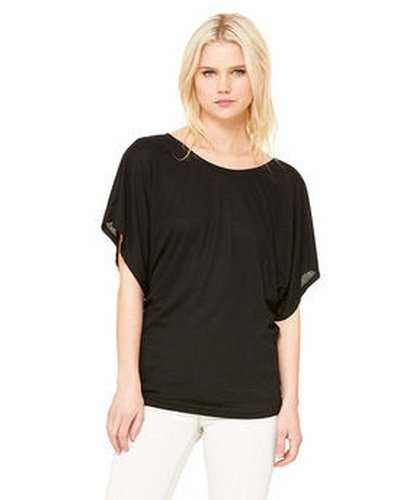 Bella + Canvas 8821 Ladies' Flowy Draped Sleeve Dolman T-Shirt - Black - HIT a Double