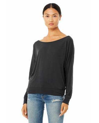 Bella + Canvas 8850 Ladies&#39; Flowy Long-Sleeve Off Shoulder T-Shirt - Dark Gray - HIT a Double