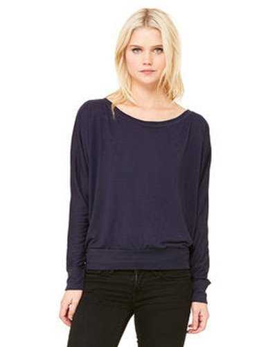 Bella + Canvas 8850 Ladies&#39; Flowy Long-Sleeve Off Shoulder T-Shirt - Midnight - HIT a Double