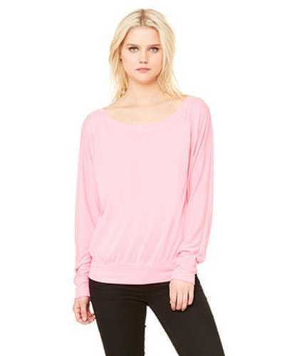 Bella + Canvas 8850 Ladies&#39; Flowy Long-Sleeve Off Shoulder T-Shirt - Neon Pink - HIT a Double
