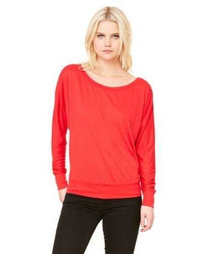 Bella + Canvas 8850 Ladies' Flowy Long-Sleeve Off Shoulder T-Shirt - Red - HIT a Double