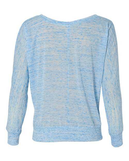 Bella + Canvas 8850 Womens Flowy Off Shoulder Long Sleeve Tee - Blue Marble - HIT a Double