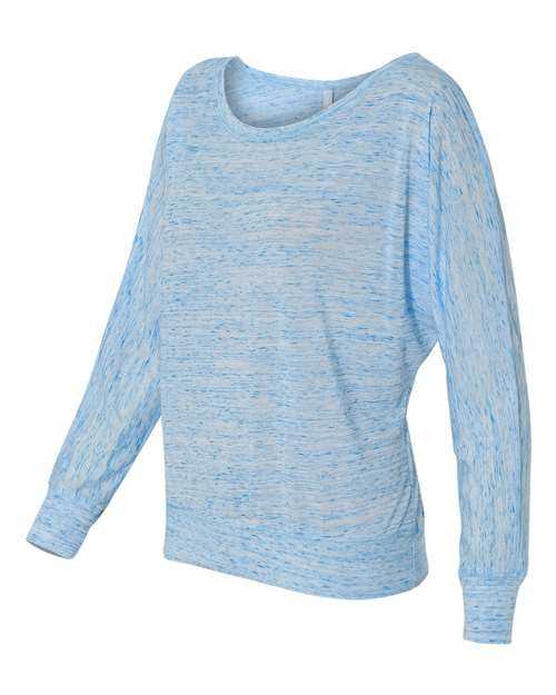 Bella + Canvas 8850 Womens Flowy Off Shoulder Long Sleeve Tee - Blue Marble - HIT a Double