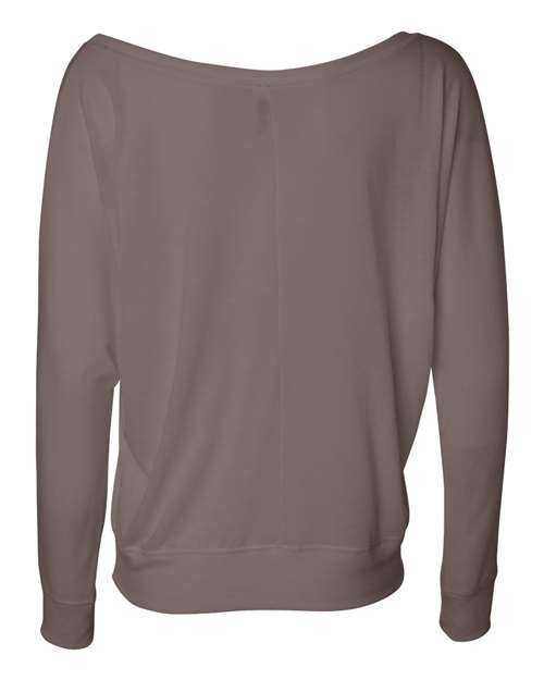 Bella + Canvas 8850 Womens Flowy Off Shoulder Long Sleeve Tee - Pebble Brown - HIT a Double
