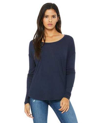 Bella + Canvas 8852 Ladies' Flowy Long-Sleeve T-Shirt with 2X1 Sleeves - Midnight - HIT a Double