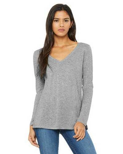 Bella + Canvas 8855 Ladies&#39; Flowy Long-Sleeve V-Neck - Athletic Heather - HIT a Double