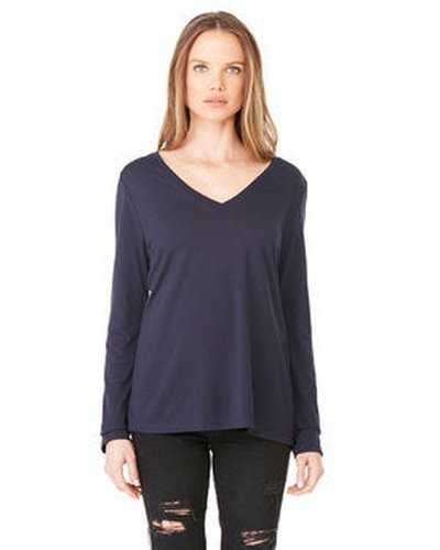 Bella + Canvas 8855 Ladies&#39; Flowy Long-Sleeve V-Neck - Midnight - HIT a Double