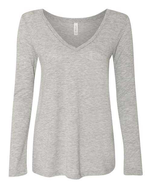 Bella + Canvas 8855 Women&#39;s Flowy Long Sleeve V-Neck Tee - Athletic Heather - HIT a Double