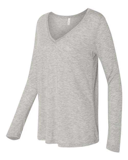 Bella + Canvas 8855 Women's Flowy Long Sleeve V-Neck Tee - Athletic Heather - HIT a Double
