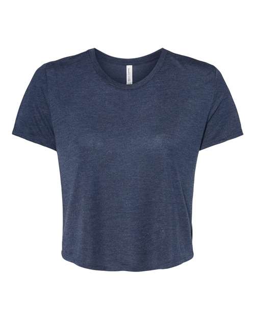 Bella + Canvas 8882 Womens Flowy Cropped Tee - Heather Navy - HIT a Double