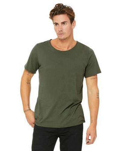 Bella + Canvas B3014 Men&#39;s Jersey Raw Neck T-Shirt - Military Green - HIT a Double