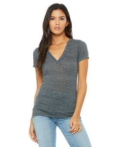 Bella + Canvas B6035 Ladies&#39; Jersey Short-Sleeve Deep V-Neck T-Shirt - Charcoal Marble - HIT a Double