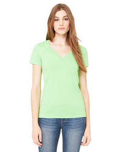 Bella + Canvas B6035 Ladies&#39; Jersey Short-Sleeve Deep V-Neck T-Shirt - Neon Green - HIT a Double
