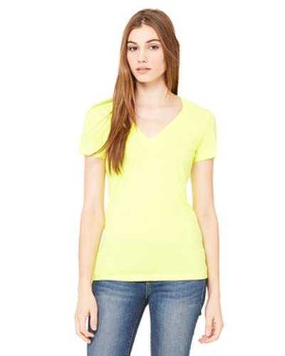 Bella + Canvas B6035 Ladies&#39; Jersey Short-Sleeve Deep V-Neck T-Shirt - Neon Yellow - HIT a Double